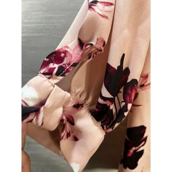 Worthington Womens Floral Print Blouse Pink & Burgundy 3/4 Sleeve Small - Picture 6 of 7
